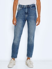 NOISY MAY Blue High Waisted Straight Leg Jeans - Image 1 of 8