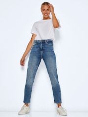 NOISY MAY Blue High Waisted Straight Leg Jeans - Image 4 of 8