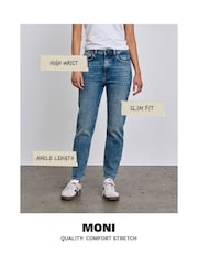 NOISY MAY Blue High Waisted Straight Leg Jeans - Image 8 of 8
