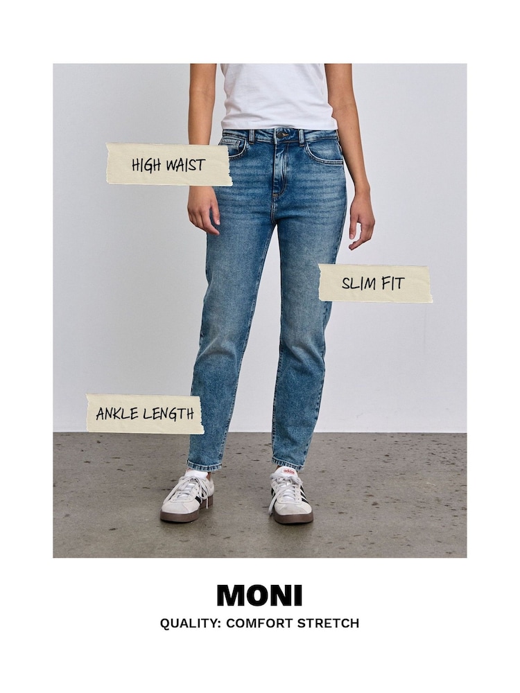 NOISY MAY Blue High Waisted Straight Leg Jeans - Image 8 of 8