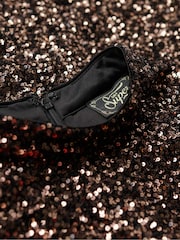 Superdry Brown Sleeveless Sequin A Line Mini Dress - Image 6 of 6