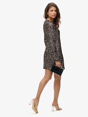 Superdry Brown Sequin Wrap Mini Dress - Image 2 of 7