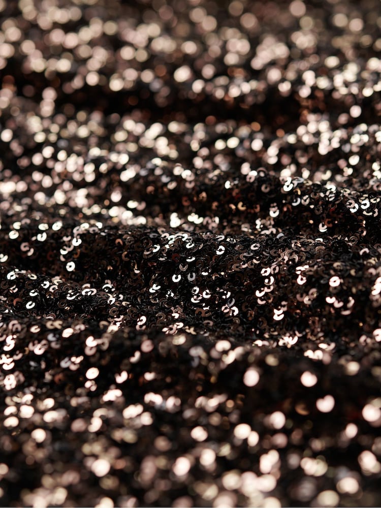 Superdry Brown Sequin Wrap Mini Dress - Image 7 of 7