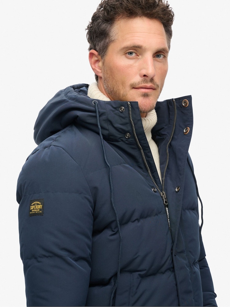 Superdry Blue Everest Hooded Puffer Jacket - Image 4 of 7