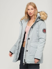 Superdry Blue Everest Faux Fur Hooded Water-Repellent Parka Coat - Image 1 of 6