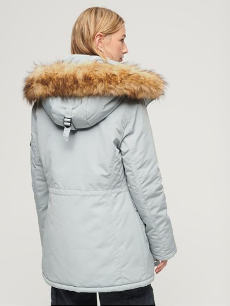 Superdry Blue Everest Faux Fur Hooded Water-Repellent Parka Coat - Image 12 of 12