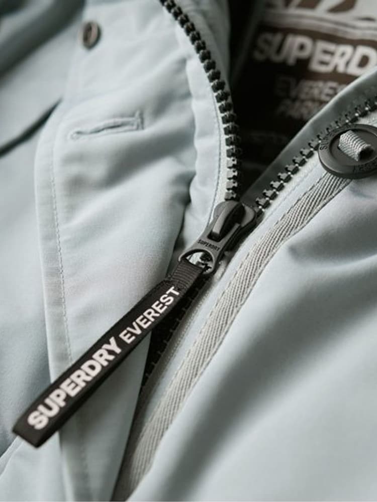 Superdry Blue Everest Faux Fur Hooded Water-Repellent Parka Coat - Image 6 of 6 Superdry Blue Everest Faux Fur Hooded Water-Repellent Parka Coat - Image 6 of 6
