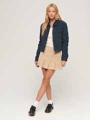 Superdry Blue Cropped Sherpa Lined Cord Jacket - Image 3 of 3