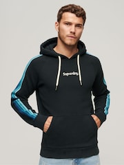 Superdry Blue Terrain Sleeve Stripe Logo Hoodie - Image 1 of 6