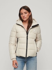 Superdry Nude Hooded Spirit Sports Puffer Jacket - Image 1 of 6