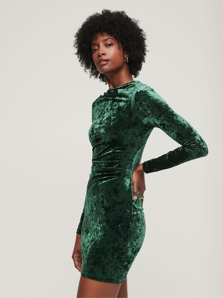 knee length dresses for ladies Women's Green Dress Long Sleeve Mini main image 1