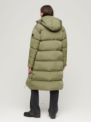 Superdry Olive Green Hooded Longline Puffer Coat - Image 9 of 19