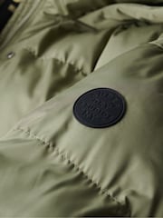 Superdry Olive Green Hooded Longline Puffer Coat - Image 16 of 19