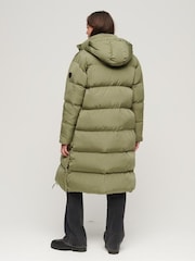 Superdry Olive Green Hooded Longline Puffer Coat - Image 18 of 19