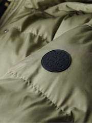 Superdry Olive Green Hooded Longline Puffer Coat - Image 6 of 7