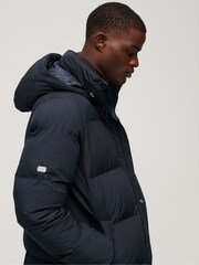 Superdry Blue Longline Hooded Puffer Coat - Image 3 of 6