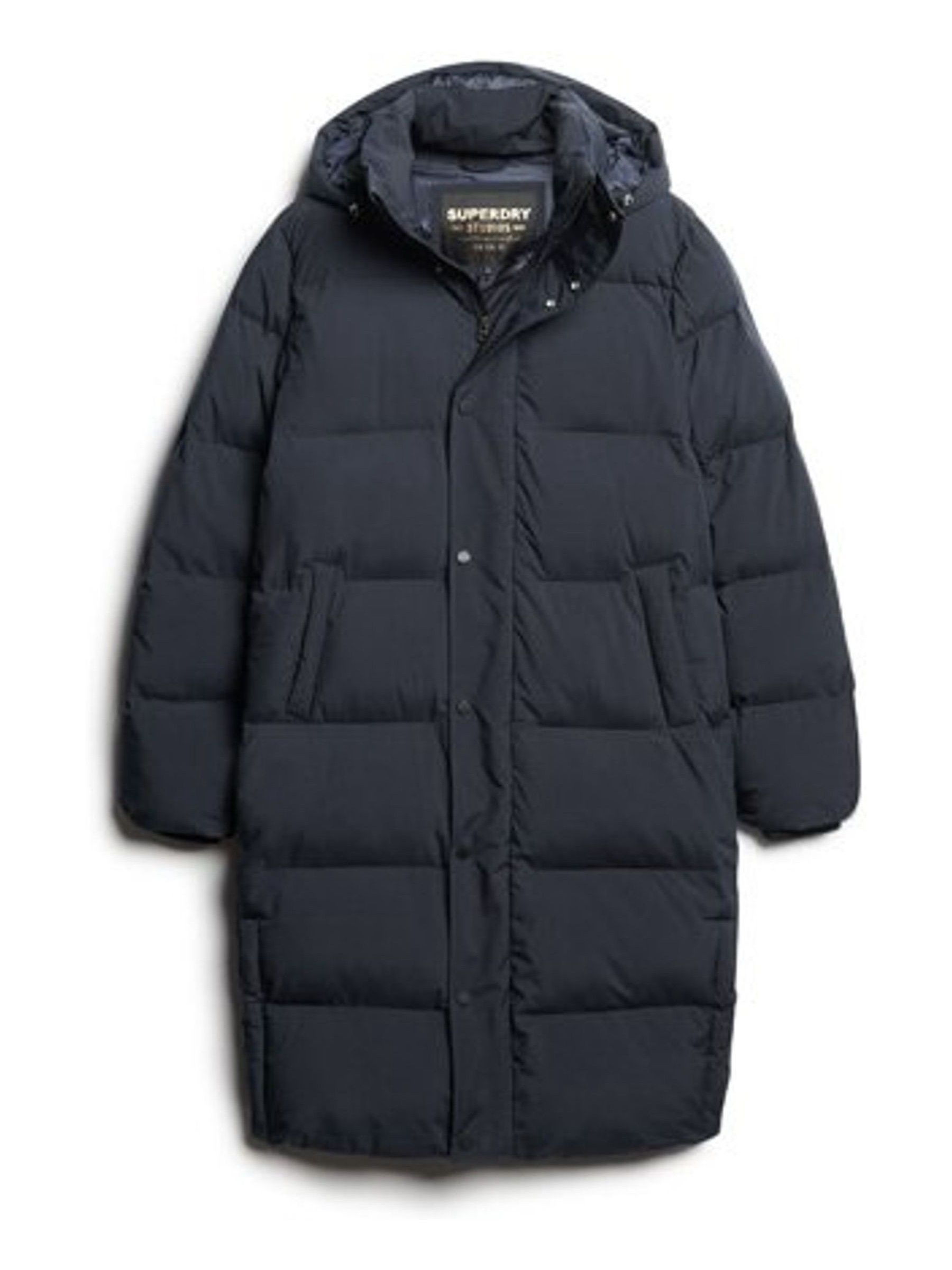 Buy Superdry Blue Longline Hooded Puffer Coat from Next Luxembourg