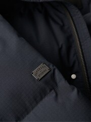 Superdry Blue Longline Hooded Puffer Coat - Image 6 of 6
