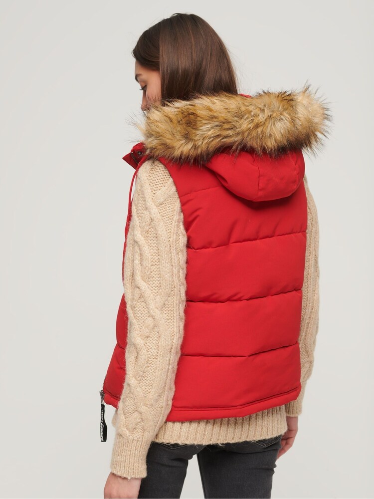 Superdry Red Everest Faux Fur Puffer Gilet - Image 2 of 3