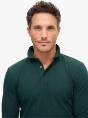 Superdry Green Long Sleeve Cotton Pique Polo Shirt - Image 3 of 5