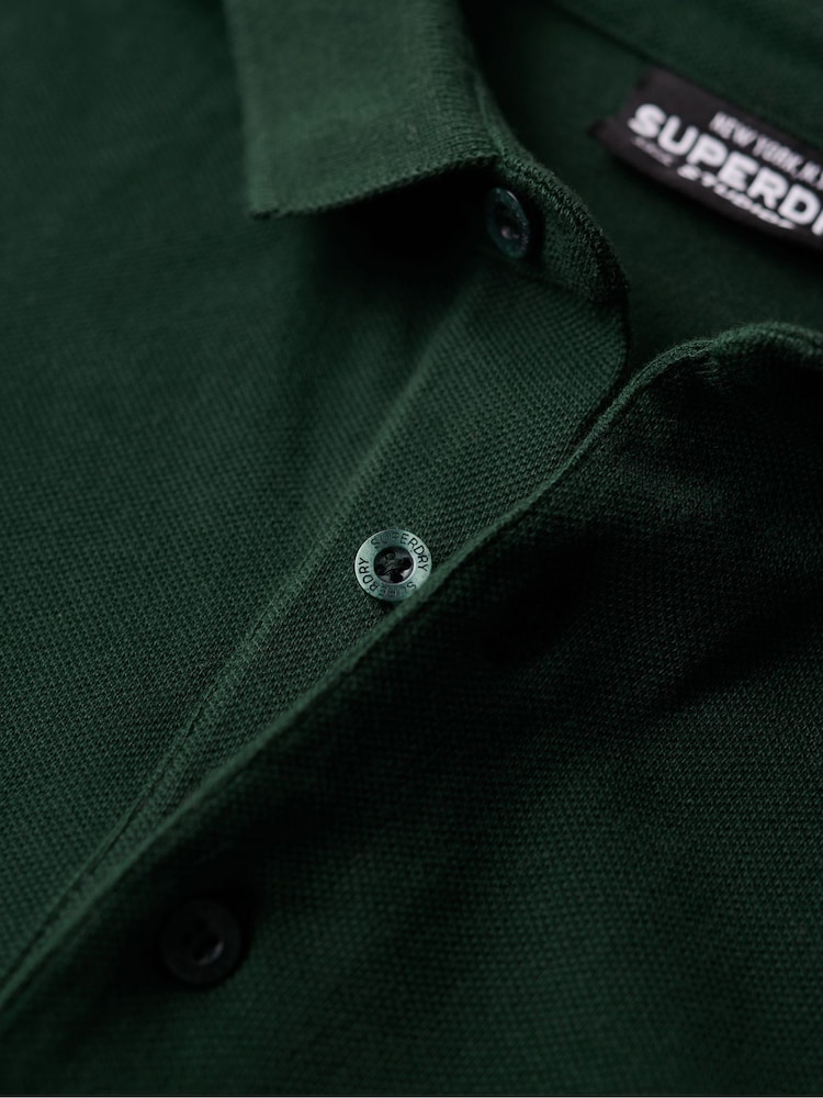 Superdry Green Long Sleeve Cotton Pique Polo Shirt - Image 5 of 5