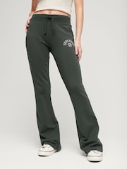 Superdry Green Athletic Essentials Wide Leg 100% Cotton Joggers - Image 1 of 6