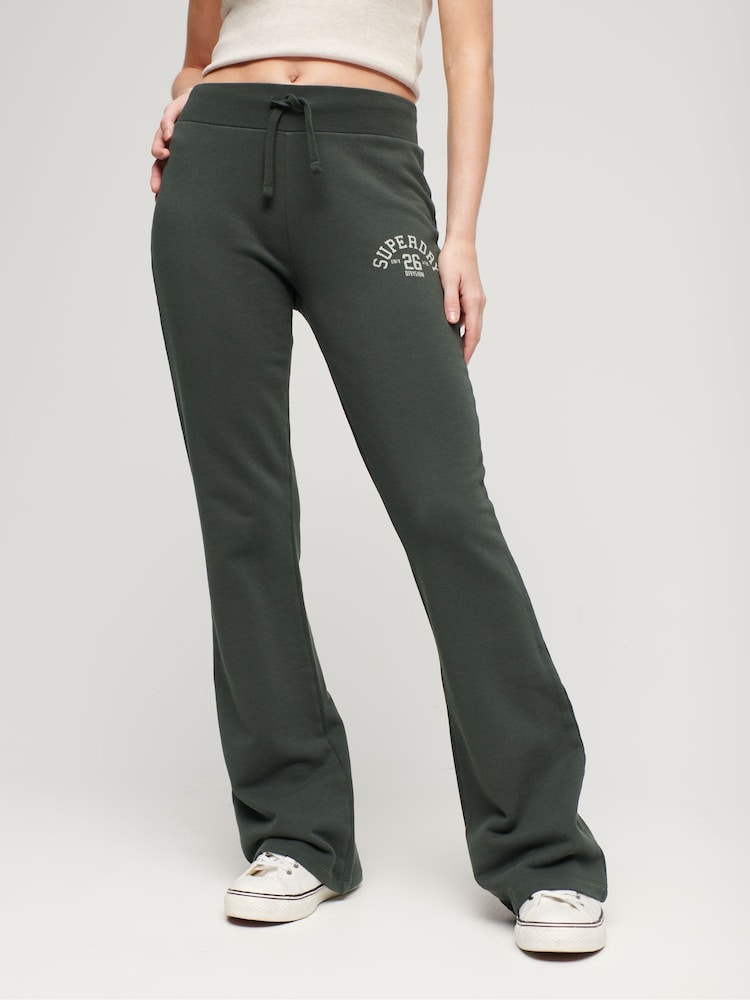 Superdry Green Athletic Essentials Wide Leg 100% Cotton Joggers - Image 1 of 6