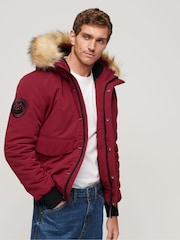 Superdry Red Hooded Everest Puffer Bomber Jacket - Image 2 of 3