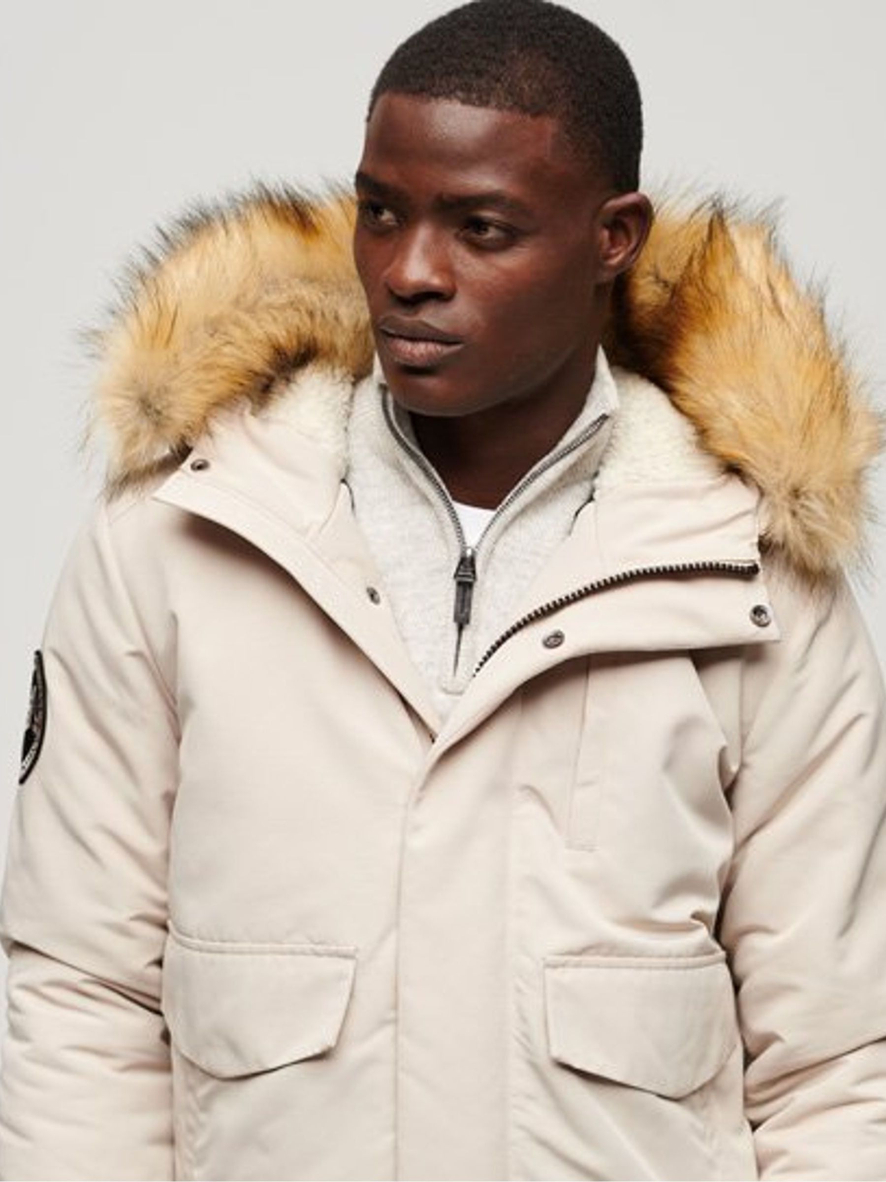 Cream parka with fur hood new arrivals