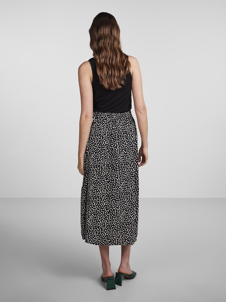PIECES Black Printed Midi Wrap Skirt - Image 2 of 5