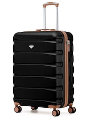 Flight Knight Black Large Check in 25" Lightweight 8 Wheel ABS Hard Case Hold Suitcase Suitcaed Baggage 82L Capacity - Image 1 of 1