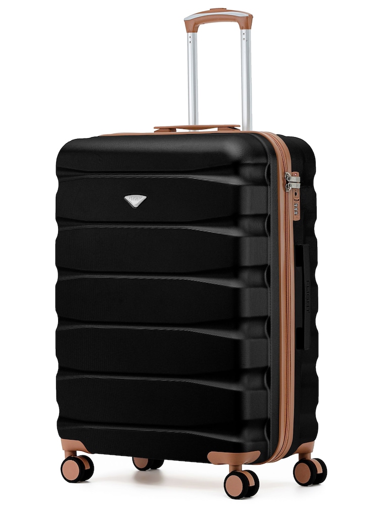 Flight Knight Black Large Check in 25" Lightweight 8 Wheel ABS Hard Case Hold Suitcase Suitcaed Baggage 82L Capacity - Image 1 of 1