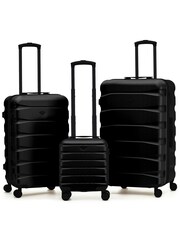 Flight Knight Black ABS Hard Shell Trunk Luggage For Holidays Carry-On 40cm, Checked Baggage Suitcase, 8-Wheel Spinner Set of 3 - Image 1 of 1