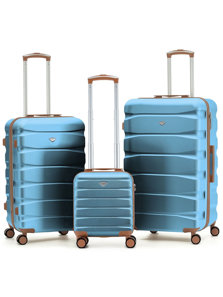 Flight Knight Sky Blue ABS Hard Shell Trunk Luggage For Holidays Carry-On 40cm, Checked Baggage Suitcase, 8-Wheel Spinner Set of 3 - Image 1 of 1 Flight Knight Sky Blue ABS Hard Shell Trunk Luggage For Holidays Carry-On 40cm, Checked Baggage Suitcase, 8-Wheel Spinner Set of 3 - Image 1 of 1