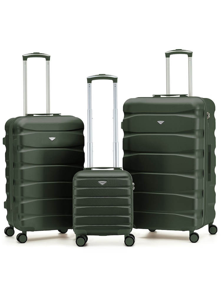 Flight Knight Dark Green ABS Hard Shell Trunk Luggage For Holidays Carry-On 40cm, Checked Baggage Suitcase, 8-Wheel Spinner Set of 3 - Image 1 of 1 Flight Knight Dark Green ABS Hard Shell Trunk Luggage For Holidays Carry-On 40cm, Checked Baggage Suitcase, 8-Wheel Spinner Set of 3 - Image 1 of 1