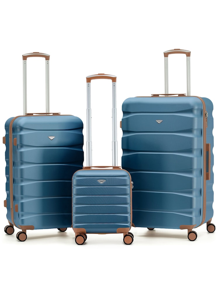 Flight Knight Cobalt Blue ABS Hard Shell Trunk Luggage For Holidays Carry-On 40cm, Checked Baggage Suitcase, 8-Wheel Spinner Set of 3 - Image 1 of 1 Flight Knight Cobalt Blue ABS Hard Shell Trunk Luggage For Holidays Carry-On 40cm, Checked Baggage Suitcase, 8-Wheel Spinner Set of 3 - Image 1 of 1