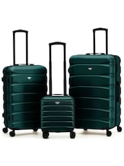Flight Knight Green ABS Hard Shell Trunk Luggage For Holidays Carry-On 40cm, Checked Baggage Suitcase, 8-Wheel Spinner Set of 3 - Image 1 of 1