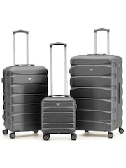 Flight Knight Grey ABS Hard Shell Trunk Luggage For Holidays Carry-On 40cm, Checked Baggage Suitcase, 8-Wheel Spinner Set of 3 - Image 1 of 1