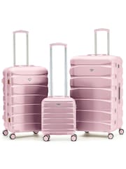 Flight Knight Light Pink ABS Hard Shell Trunk Luggage For Holidays Carry-On 40cm, Checked Baggage Suitcase, 8-Wheel Spinner Set of 3 - Image 1 of 1