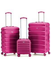 Flight Knight Bright Pink ABS Hard Shell Trunk Luggage For Holidays Carry-On 40cm, Checked Baggage Suitcase, 8-Wheel Spinner Set of 3 - Image 1 of 1