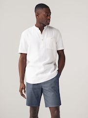 White Overhead Linen Blend Short Sleeve Shirt - Image 1 of 7