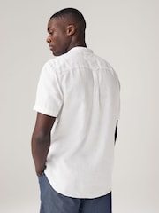 White Overhead Linen Blend Short Sleeve Shirt - Image 2 of 7