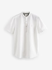 White Overhead Linen Blend Short Sleeve Shirt - Image 5 of 7