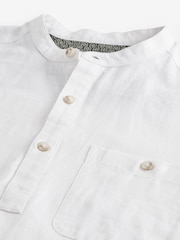 White Overhead Linen Blend Short Sleeve Shirt - Image 6 of 7