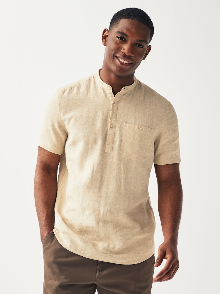 Stone Overhead Linen Blend Short Sleeve Shirt - Image 1 of 8