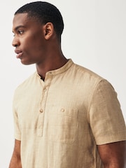 Stone Overhead Linen Blend Short Sleeve Shirt - Image 5 of 8