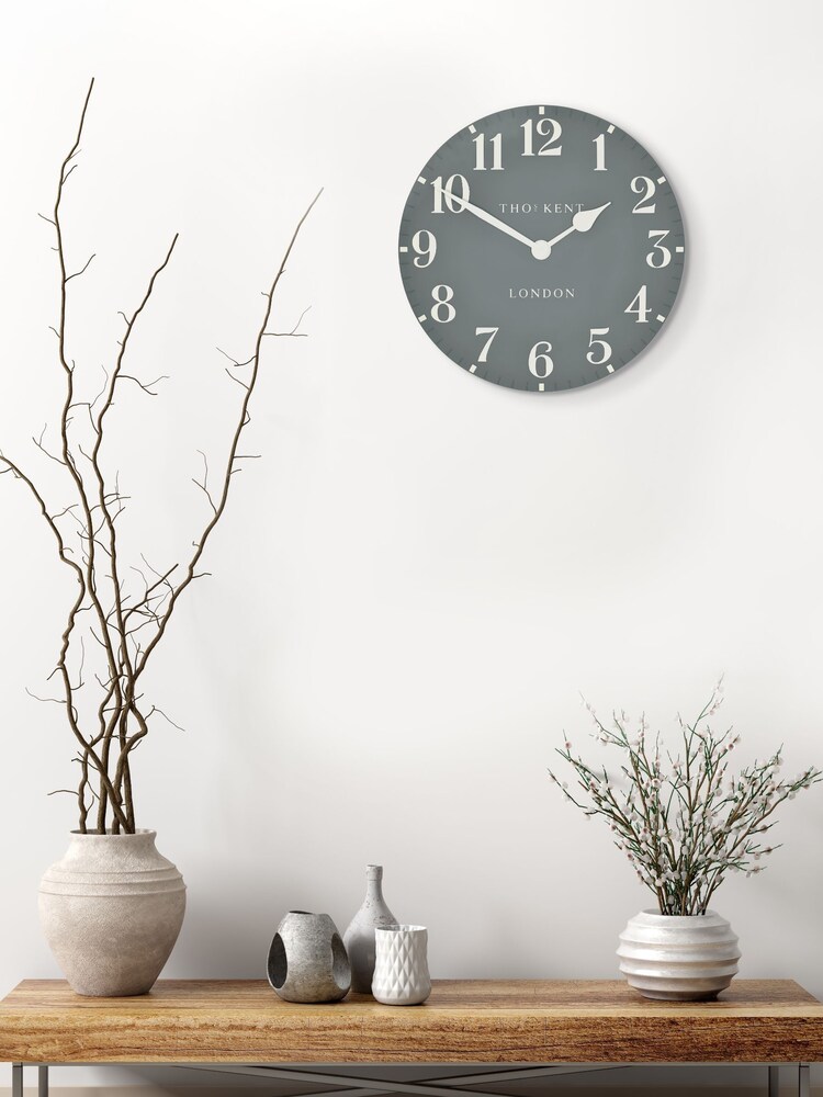 Thomas Kent Clocks Grey Large Arabic Flax Wall Clock - Image 1 of 5