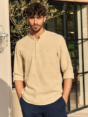 Stone Natural Overhead Linen Blend Long Sleeve Shirt - Image 1 of 9