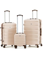 Flight Knight Cream ABS Hard Shell Trunk Luggage For Holidays Carry-On 40cm, Checked Baggage Suitcase, 8-Wheel Spinner Set of 3 - Image 1 of 1