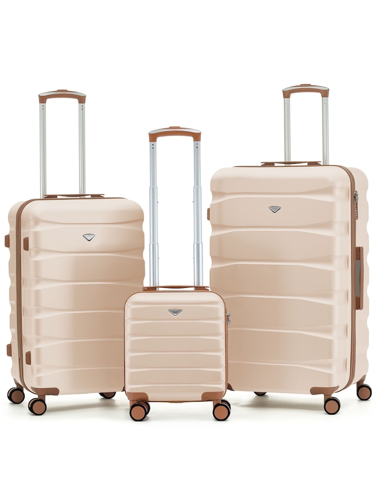 Flight Knight Pastel Cream ABS Hard Shell Trunk Luggage For Holidays Carry-On 40cm, Checked Baggage Suitcase, 8-Wheel Spinner Set of 3 - Image 1 of 1 Flight Knight Pastel Cream ABS Hard Shell Trunk Luggage For Holidays Carry-On 40cm, Checked Baggage Suitcase, 8-Wheel Spinner Set of 3 - Image 1 of 1